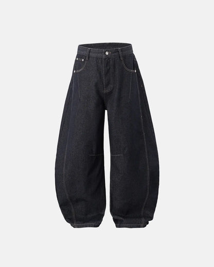 LCDEGO Raw Color Barrel Baggy Jeans