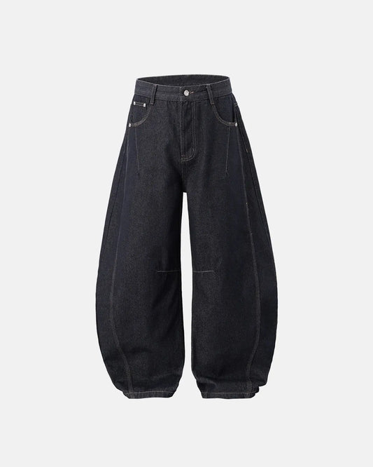 LCDEGO Raw Color Barrel Baggy Jeans