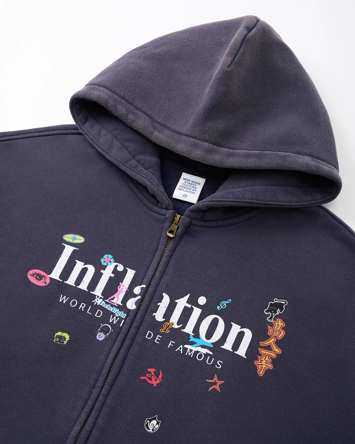 Graphic Acid Washed Zip Up Hoodies | LCDEGO Streetwear