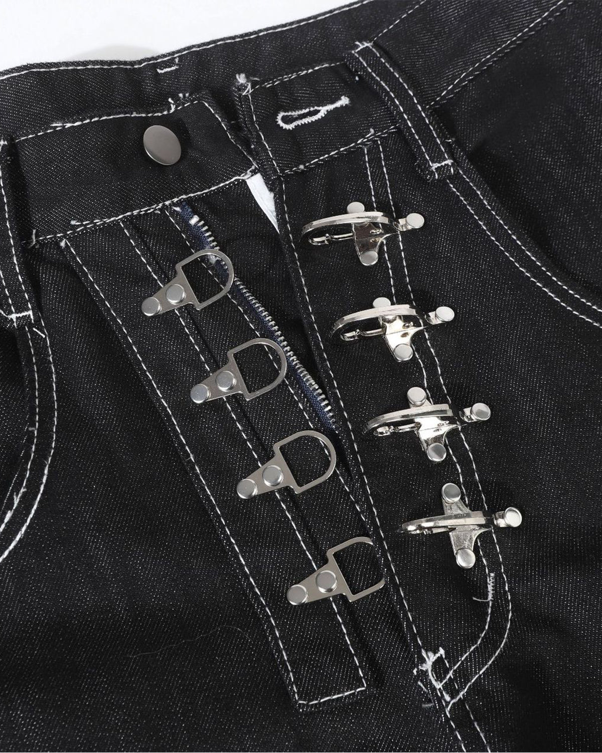 Raw Metal Clasp Baggy Jeans | LCDEGO Streetwear
