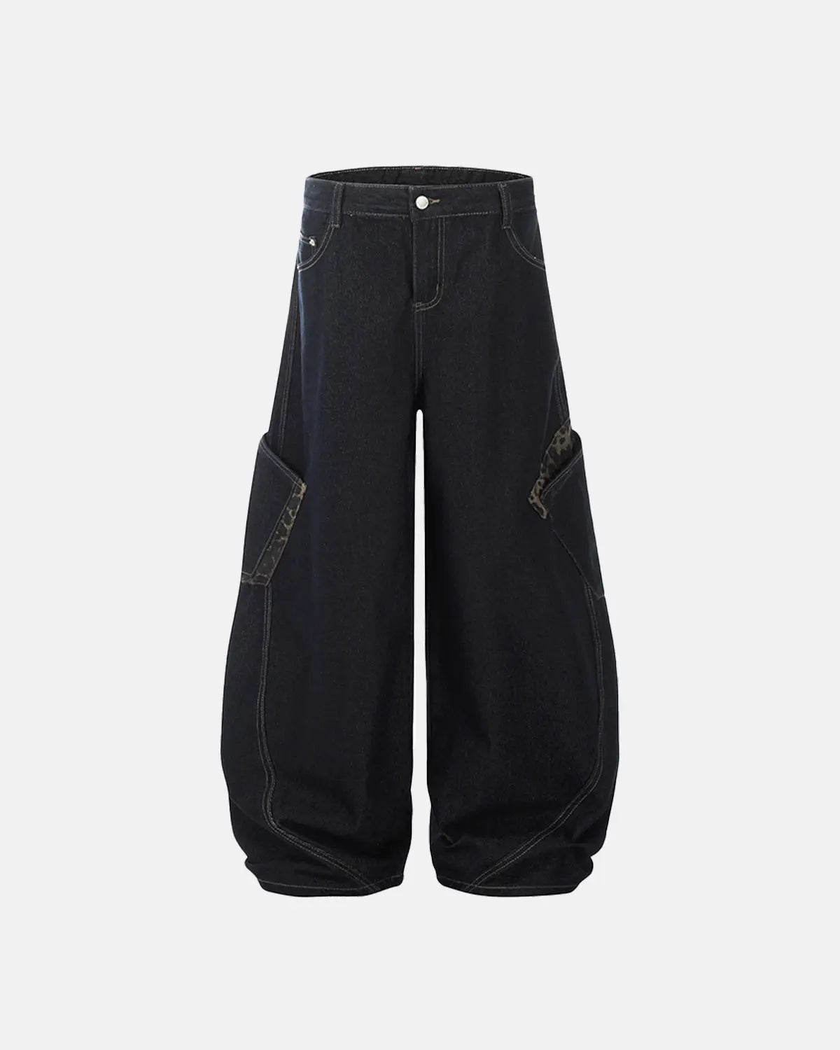 Leopard Patchwork Barrel Jeans | LCDEGO Streetwear