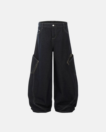 Leopard Patchwork Barrel Jeans | LCDEGO Streetwear