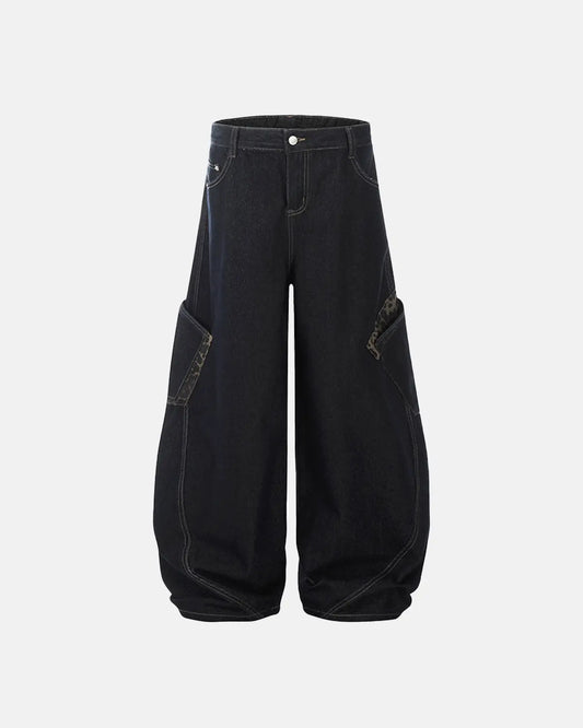 Leopard Patchwork Barrel Jeans | LCDEGO Streetwear