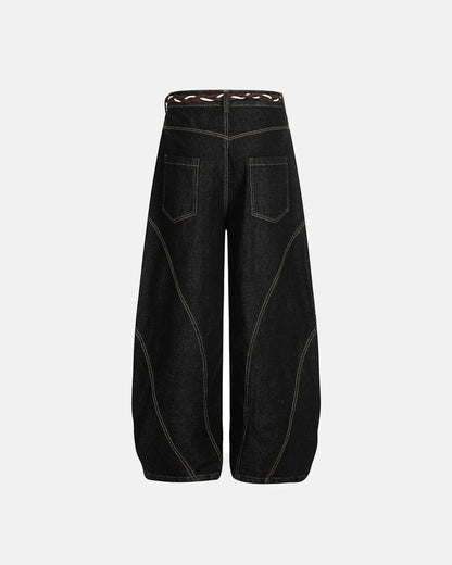 Acid Wash Stitching Baggy Jeans | LCDEGO Streetwear