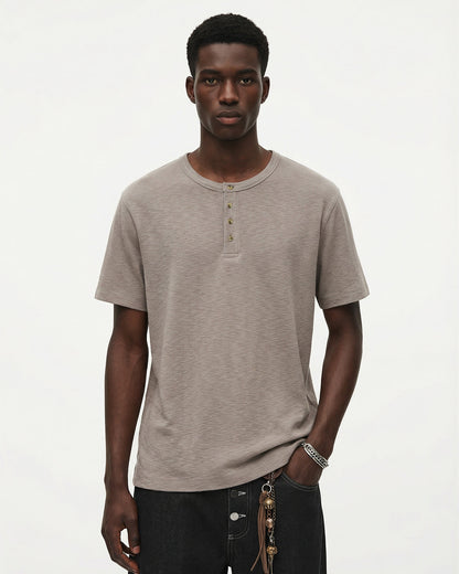 Blank Henley Neck Casual T-Shirt | LCDEGO Streetwear