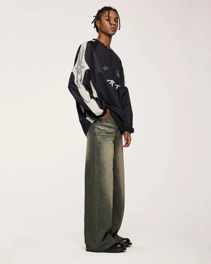 LCDEGO Streetwear Washed Loose-fit Denim Pants