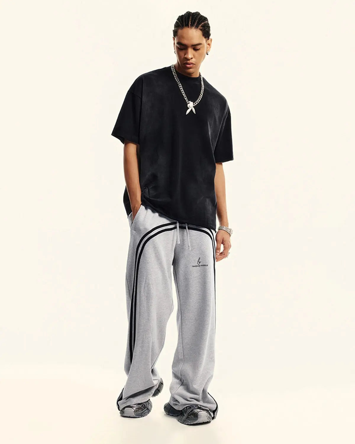 Washed Ribbon Wide Leg Sweatpants | LCDEGO Streetwear