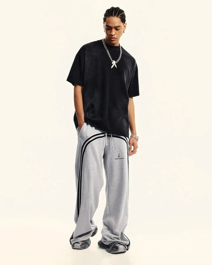 Washed Ribbon Wide Leg Sweatpants | LCDEGO Streetwear