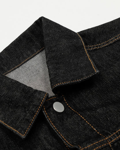 Black Multi Pockets Denim Jacket | LCDEGO Streetwear