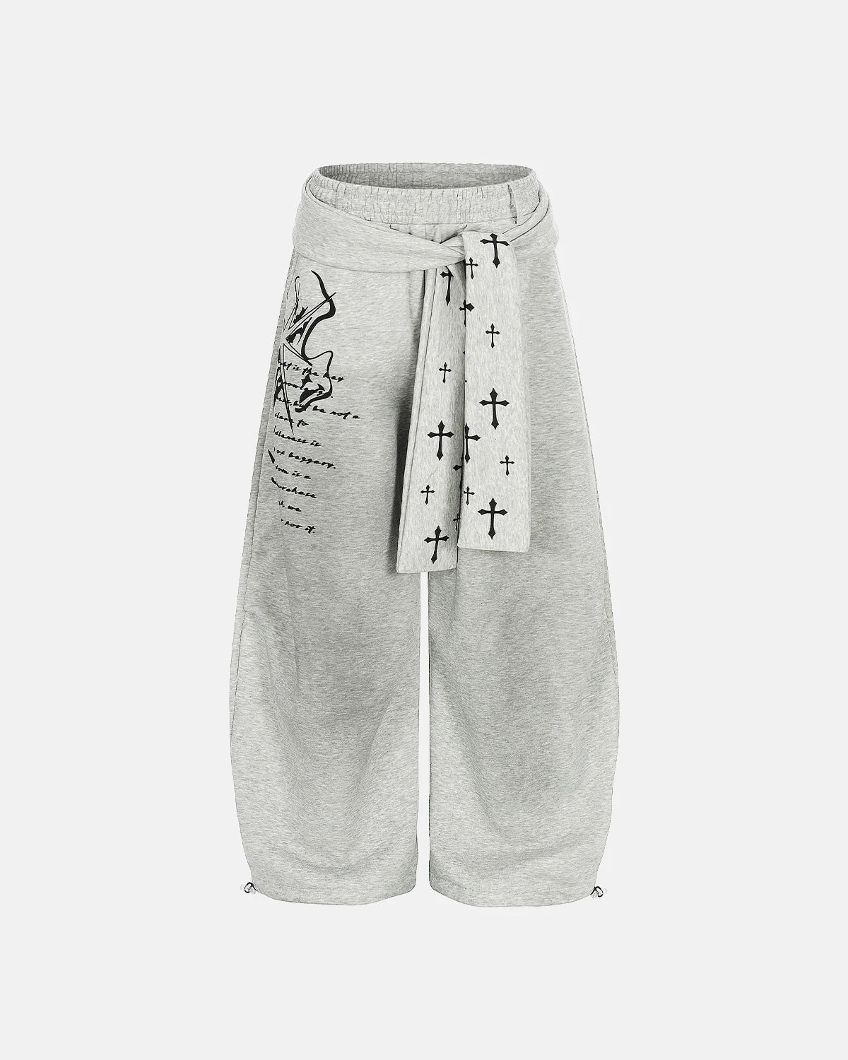 Cross Print Acid Wash Baggy Sweatpants | LCDEGO Streetwear