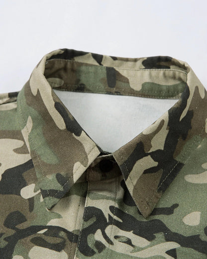 Camo Patchwork Double-Layer Shirt | LCDEGO Streetwear