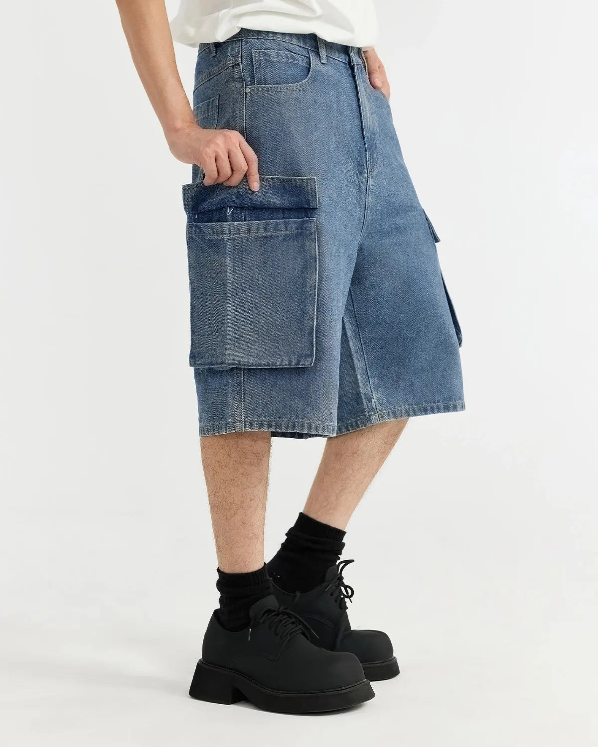 Blue Washed Cago Jorts | LCDEGO Streetwear