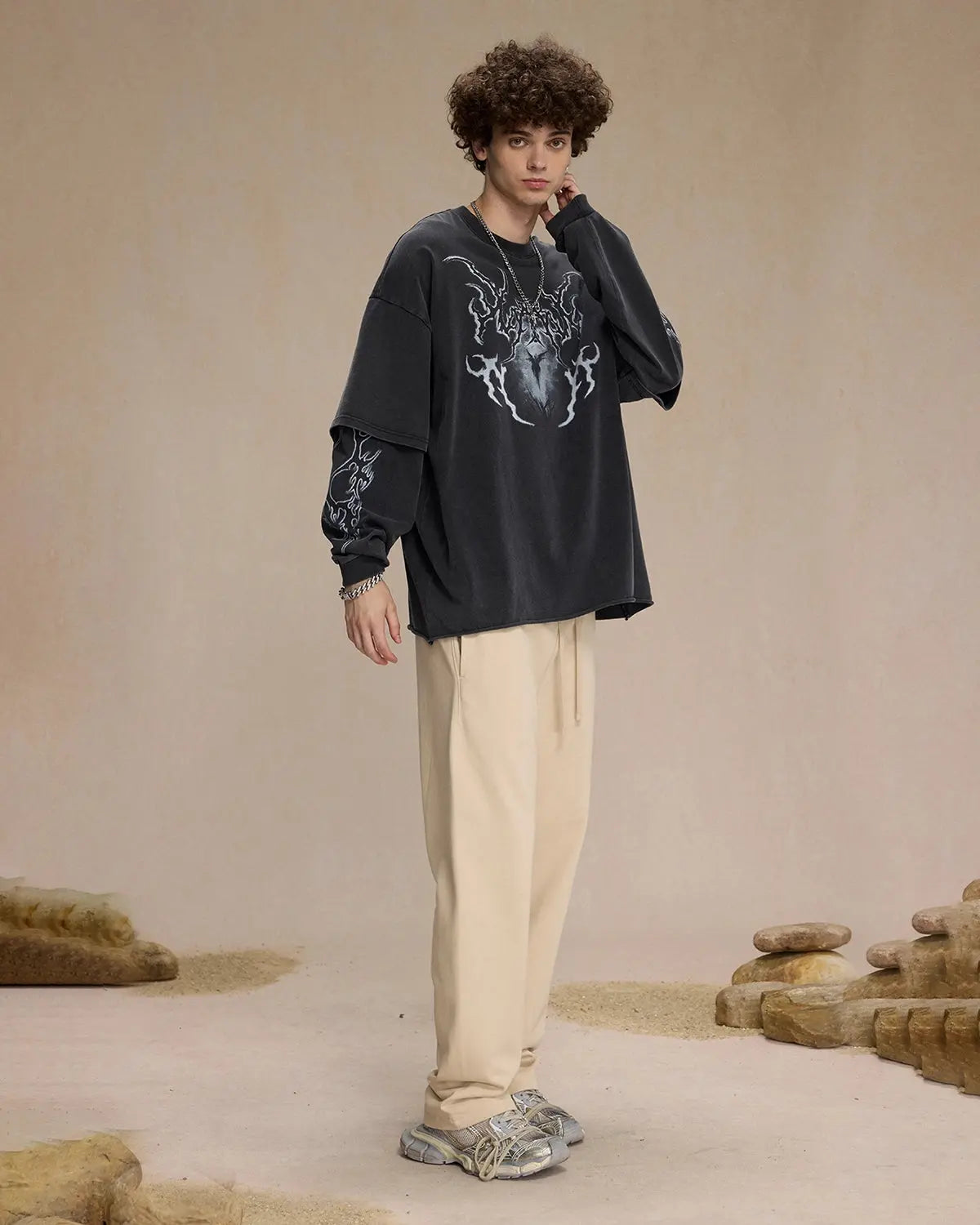 Retro Raw Edge Graphic Tees | LCDEGO Streetwear