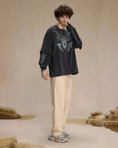 Retro Raw Edge Graphic Tees | LCDEGO Streetwear