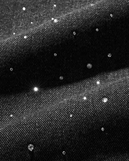 Rhinestone Wavy Baggy Jeans I LCDEGO Streetwear