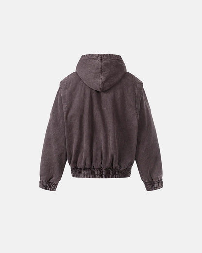 Washed Clasp Fireman Hooded Denim Jacket | LCDEGO Streetwear