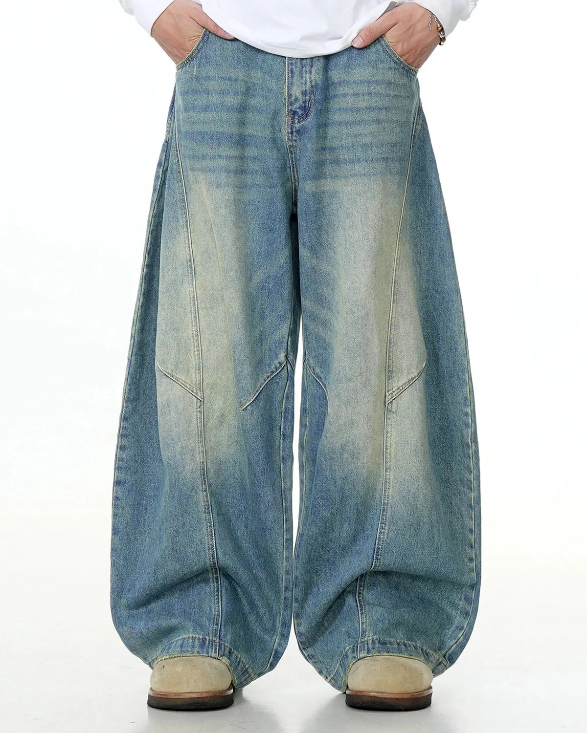 Acid Wash Baggy Barrel Jeans | LCDEGO Streetwear