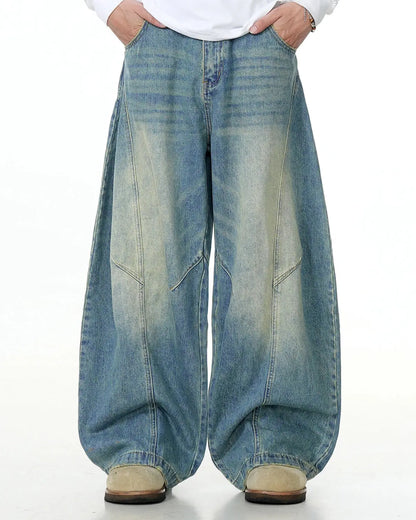 Acid Wash Baggy Barrel Jeans | LCDEGO Streetwear