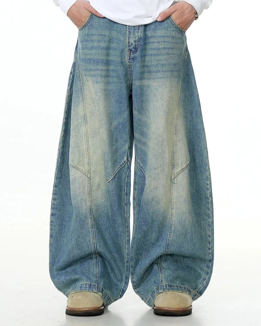 Acid Wash Baggy Barrel Jeans | LCDEGO Streetwear