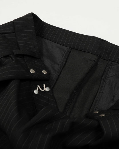 Black Striped Barrel Suit Pant | LCDEGO Streetwear