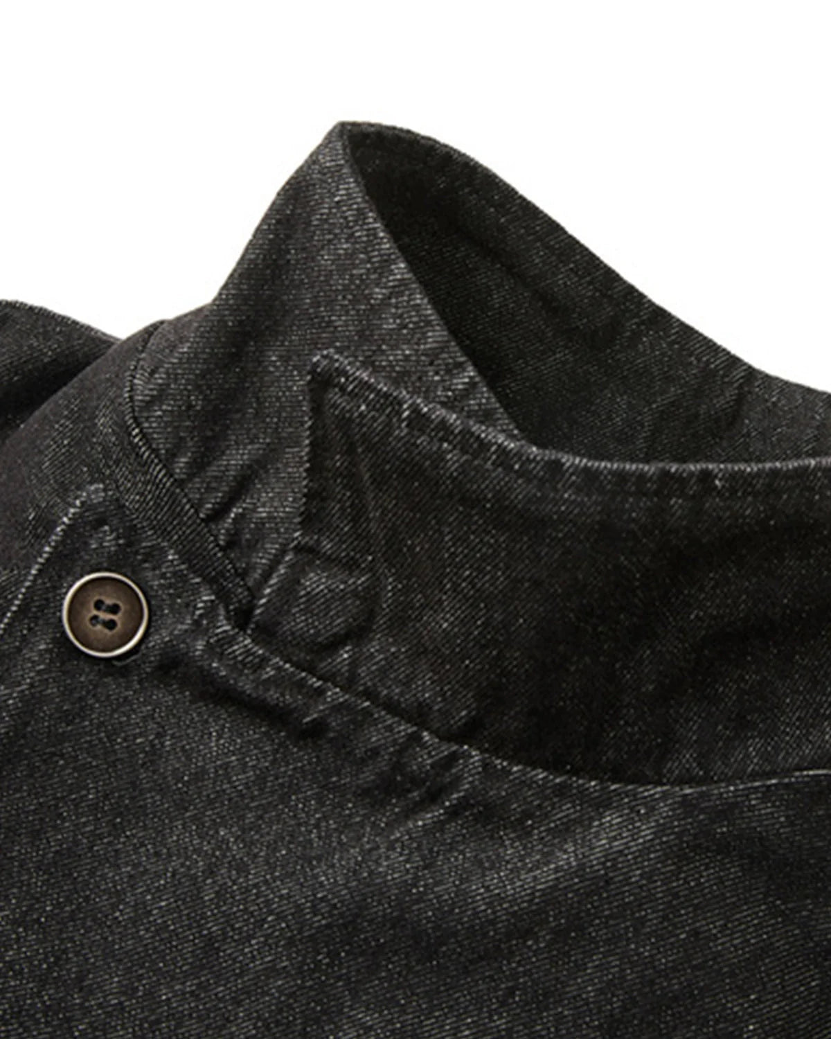 Cropped Asymmetric Button Denim Jacket | LCDEGO Streetwear