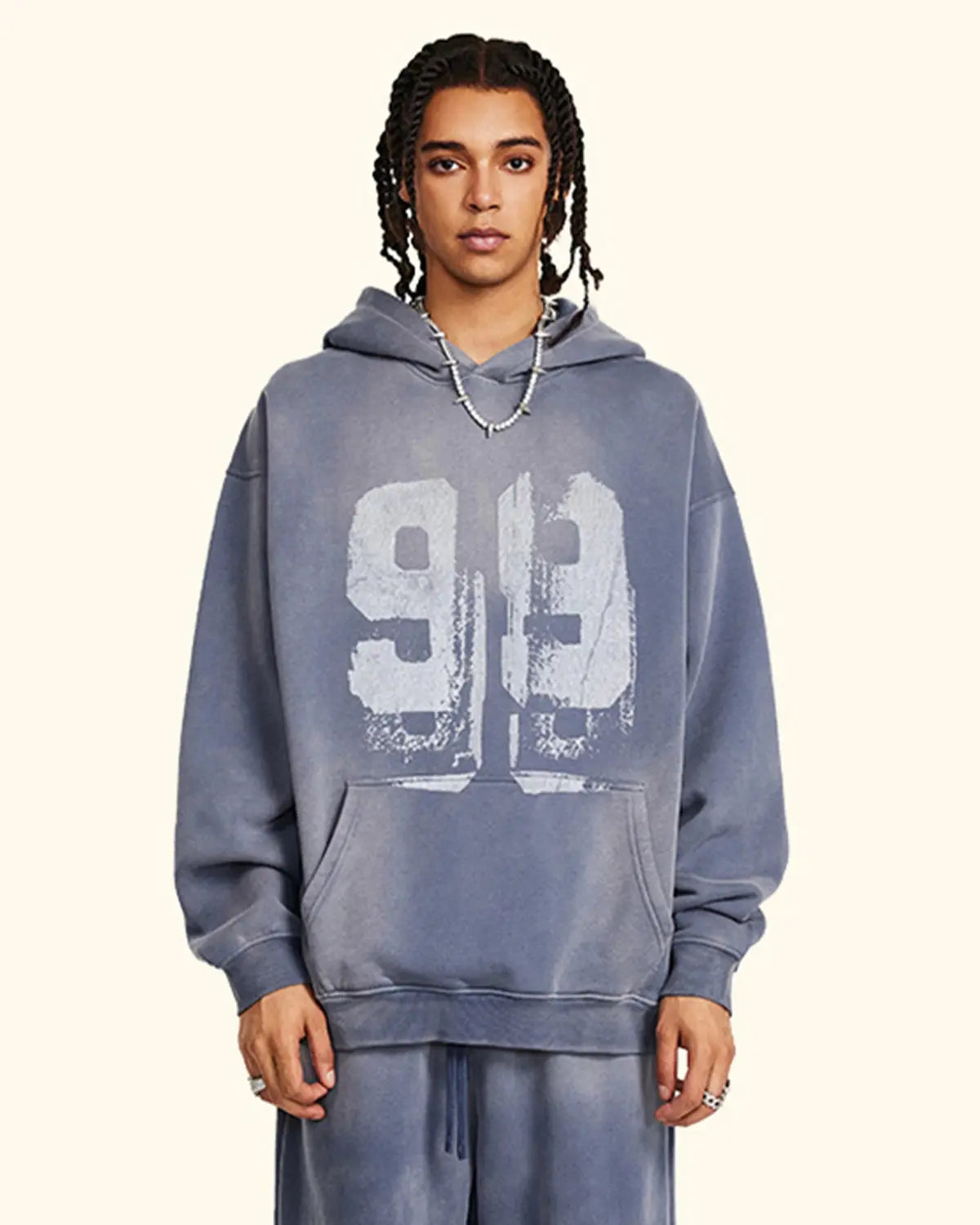 Graffiti Print Washed Fleece hoodie | LCDEGO Streetwear
