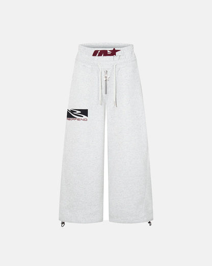 front view layered waist baggy sweatpants grey