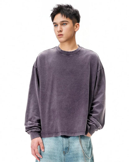 Distressed Washed Long Sleeve Tees | LCDEGO Streetwear