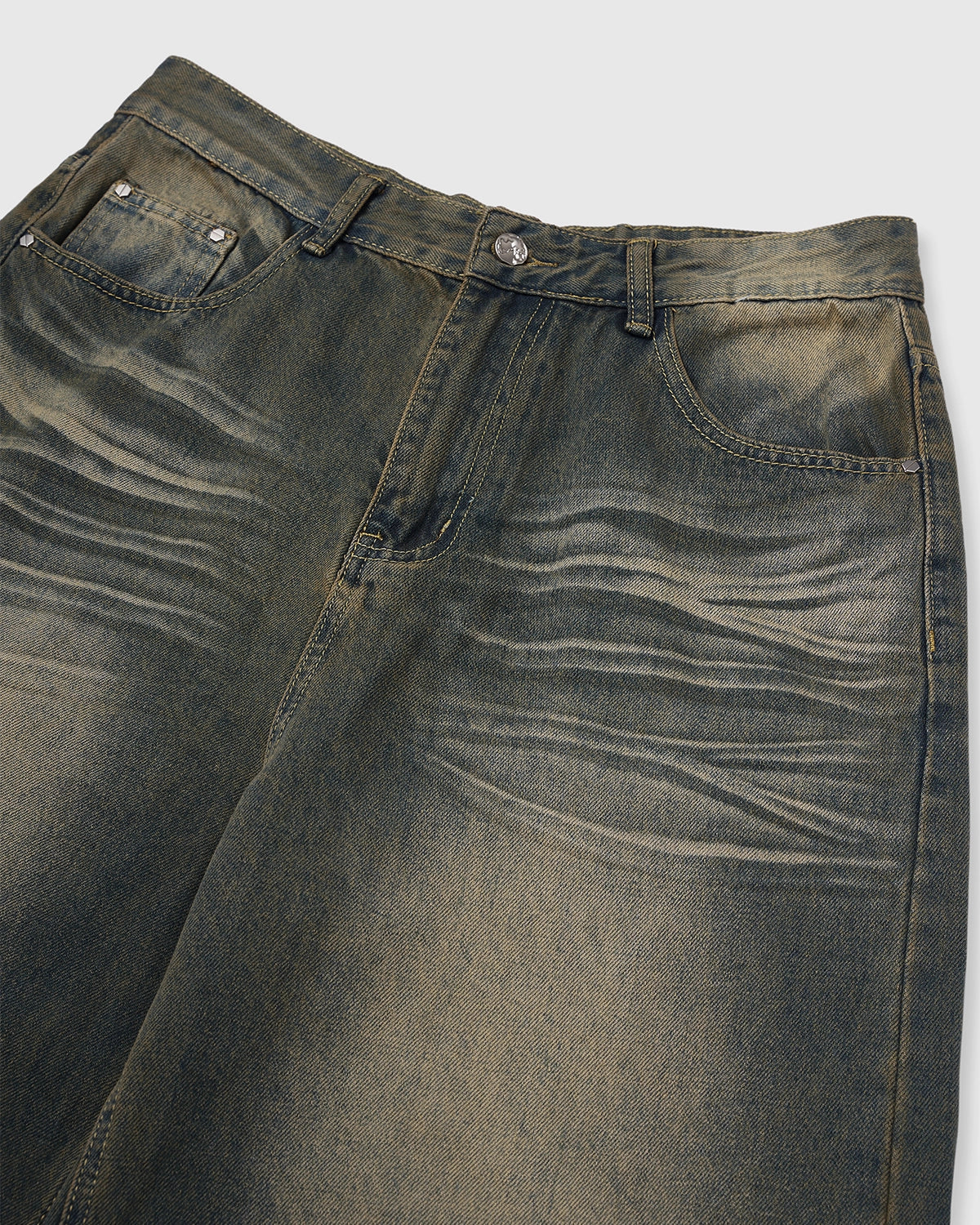 LCDEGO Streetwear Washed Loose-fit Denim Pants