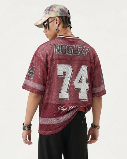 V-neck Graphic Mesh Jersey | LCDEGO Streetwear