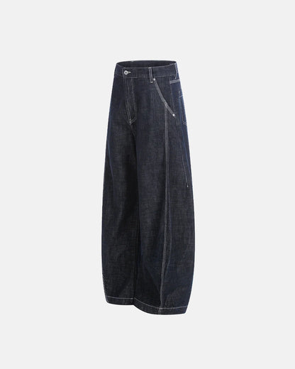Raw Blue Wide Leg Denim Jeans | LCDEGO Streetwear