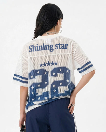 Star Graphic Oversized Mesh Jersey | LCDEGO Streetwear