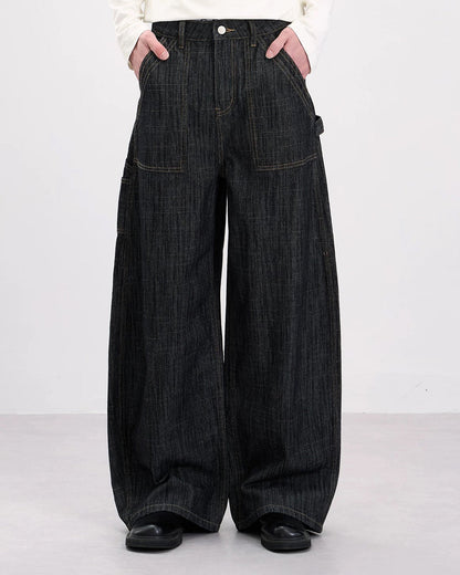 Dark Indigo Baggy Barrel Jeans | LCDEGO Streetwear