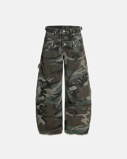 Double Waist Camo Cargo Pants | LCDEGO Streetwear