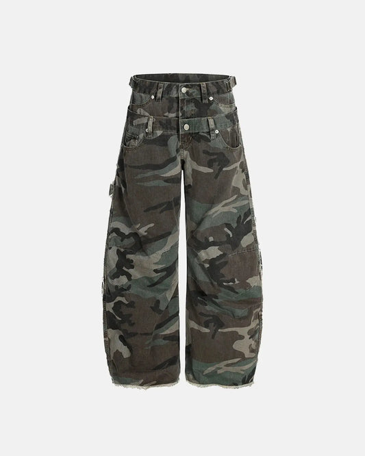 Double Waist Camo Cargo Pants | LCDEGO Streetwear