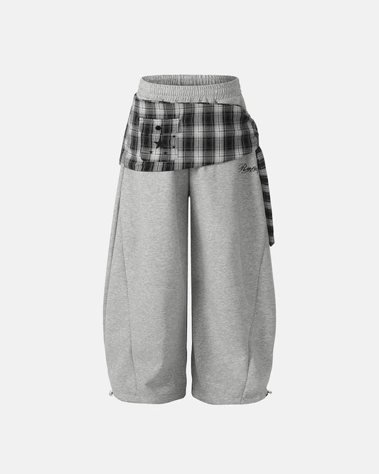 Plaid Layered Baggy Sweatpants | LCDEGO Streetwear