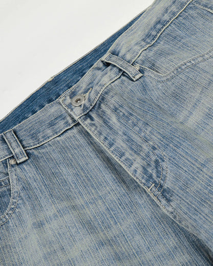 Stitching Bamboo Weave Bootcut Jeans | LCDEGO Streetwear
