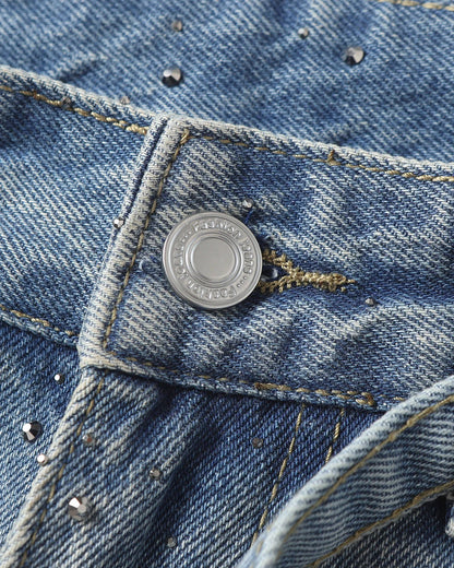 Rhinestone Baggy Barrel Jeans | LCDEGO Streetwear