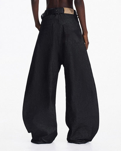 Heavyweight Baggy Raw Wide-Leg Jeans | LCDEGO Streetwear