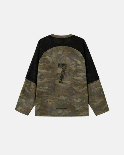 washed camouflage raglan long sleeve tee