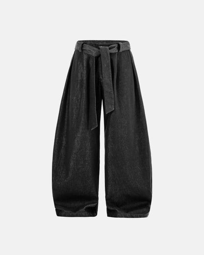 Raw Silky Denim Jeans with Belt | LCDEGO Streetwear