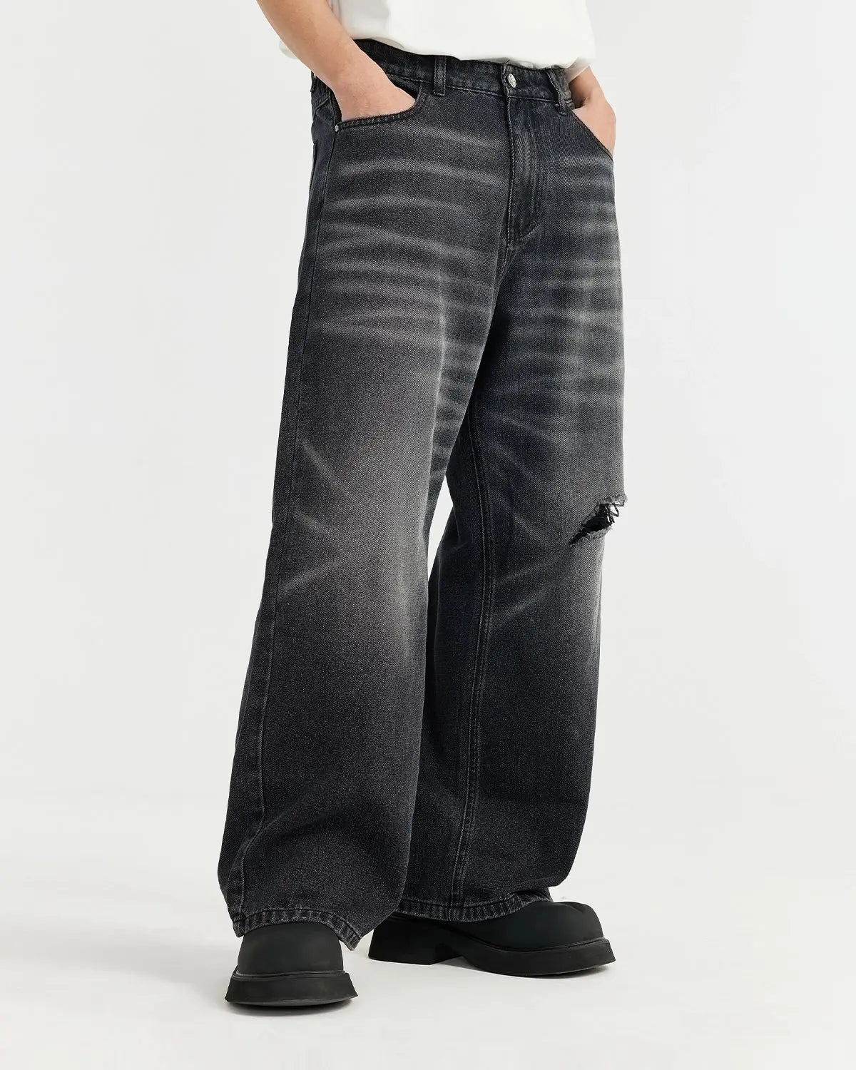 Ripped Wide Leg Jeans | LCDEGO Streetwear
