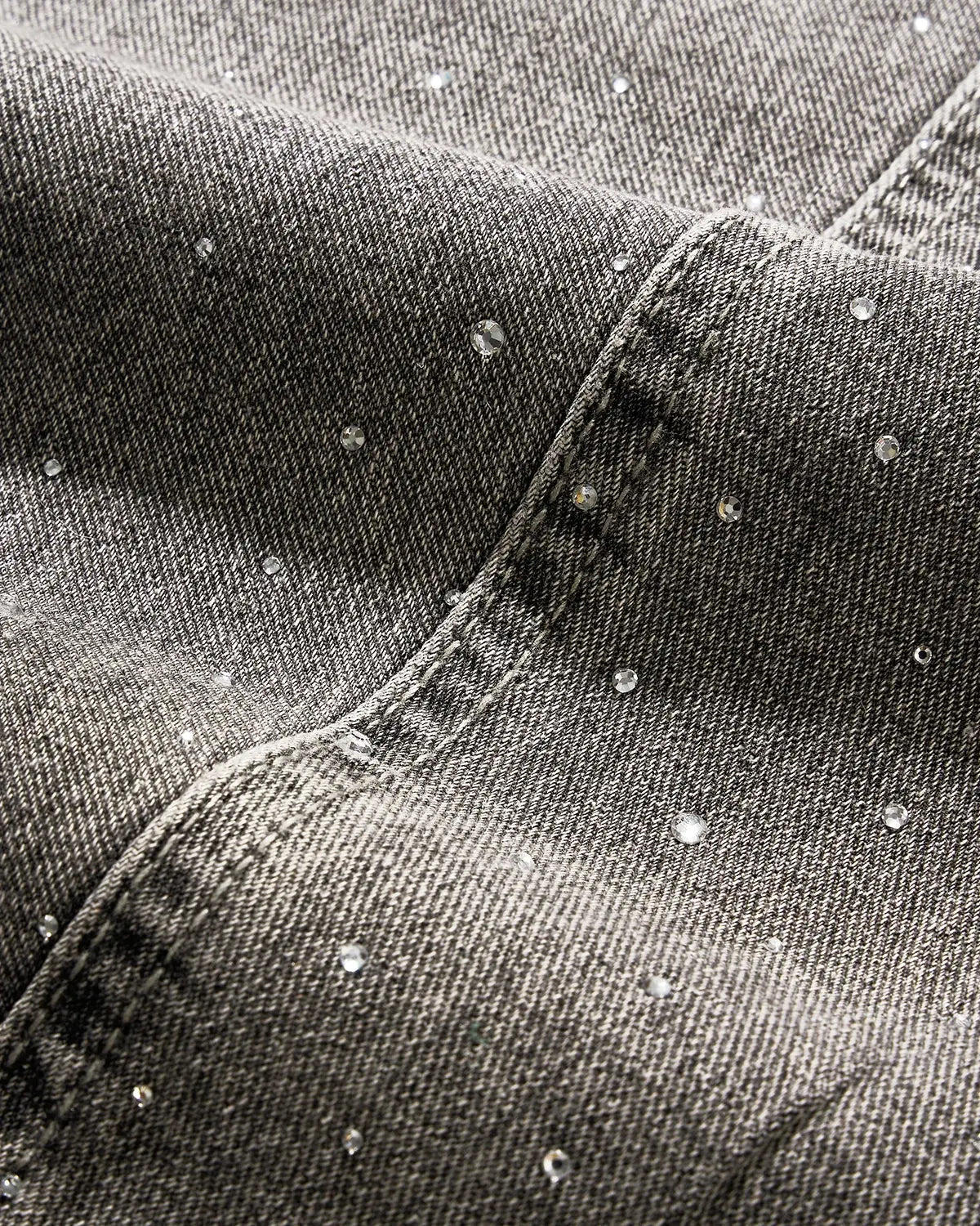 Rhinestone Washed Barrel Jeans| LCDEGO Streetwear