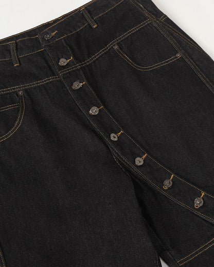 Buttons Up Raw Baggy Jeans | LCDEGO Streetwear