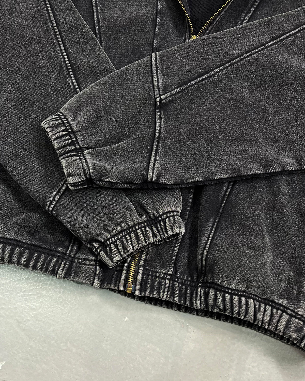Distressed Stiching Aicd Wash Zip Up Hoodies | LCDEGO Streetwear