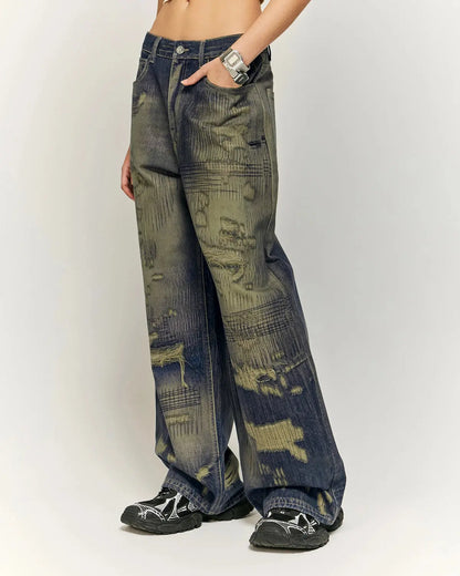 Digital Print Denim Pants | LCDEGO Streetwear