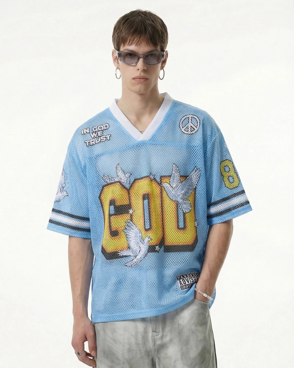 Dove Graphic Mesh Football Jersey | LCDEGO Streetwear