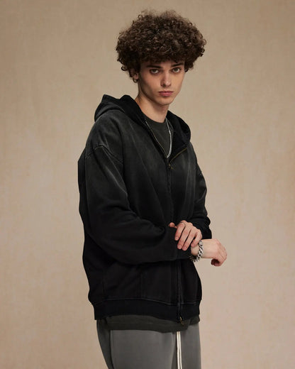 LCDEGO Monkey Wash French Terry Zip Up Hoodies