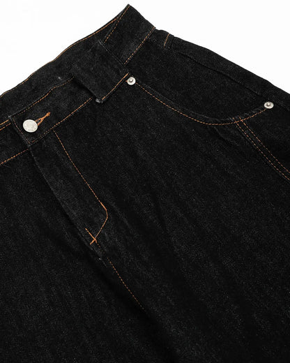 Contrast Stitch Raw Baggy Jeans | LCDEGO Streetwear