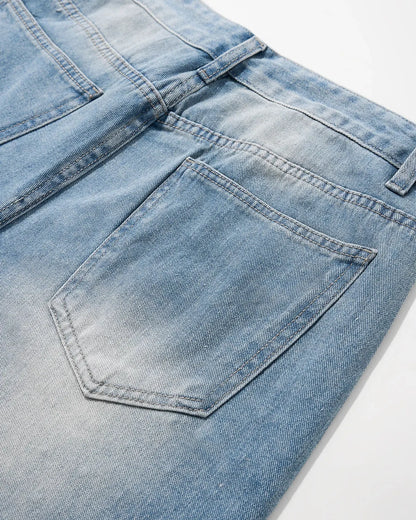 Blue Rhinestone Baggy Jeans Shorts | LCDEGO Streetwear